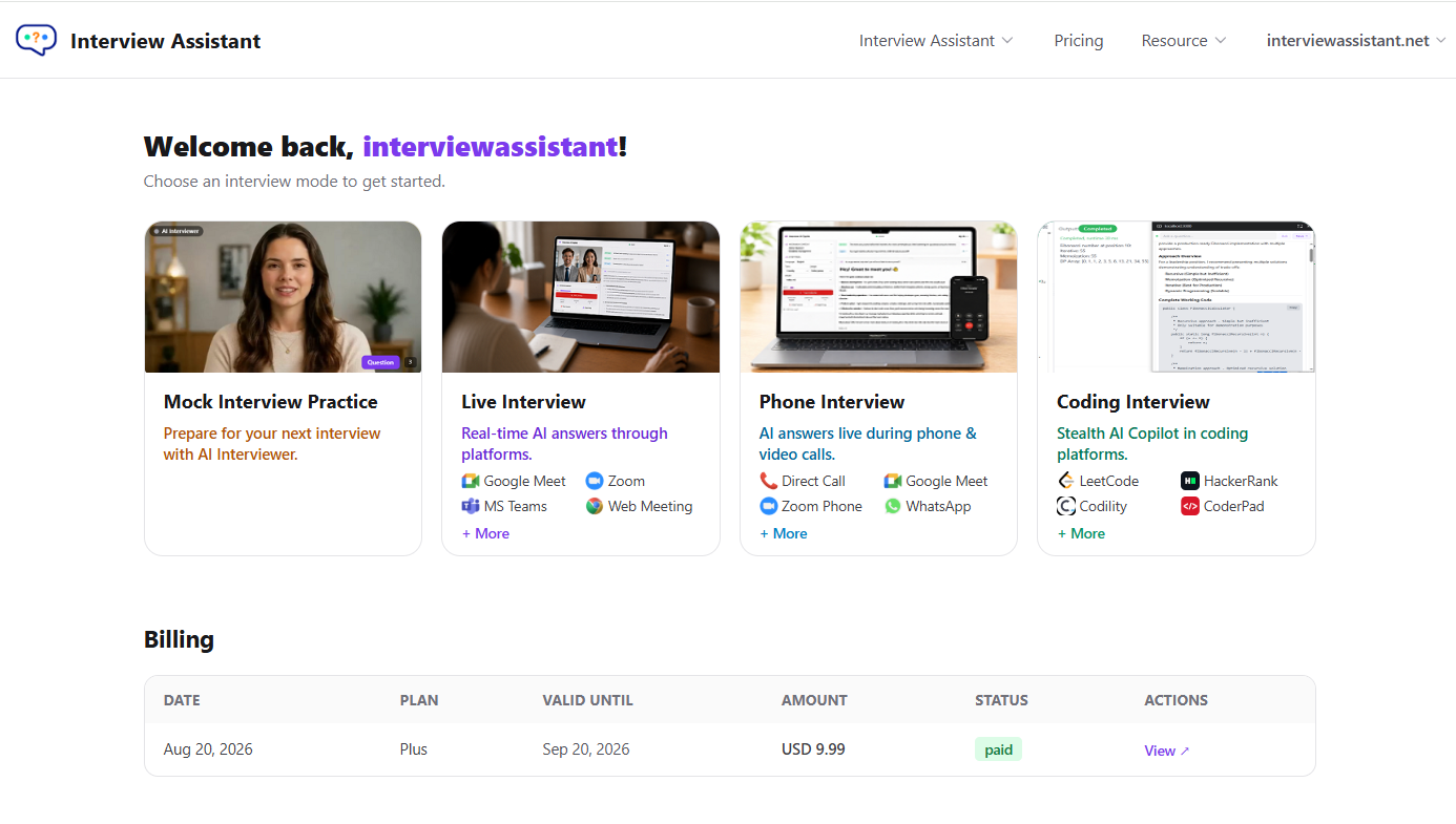 Step 1 — Choose an interview type